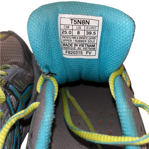ASICS WOMENS GEL VENTURE 5 RUNNING SHOE SNEAKER sz 8 GREY TURQUOISE LIME T5N8N - Picture 3 of 5